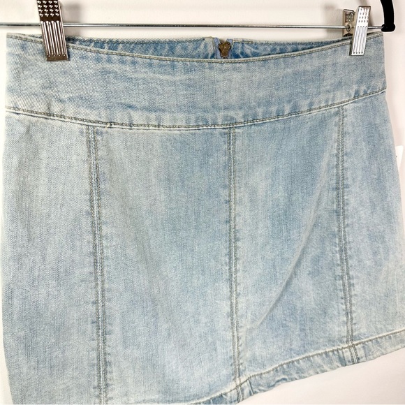 Free People Zip To It Beta Wash Denim Mini Skirt - Picture 6 of 13